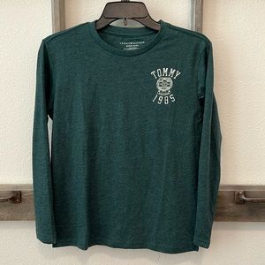 NEW Tommy Hilfiger Boys Green Heathered long sleeve shirt ( med 12-14 )